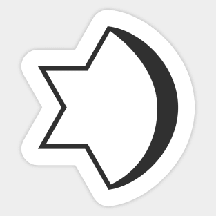 Combination of Star of David with Crescent religious symbols in black flat design icon Sticker